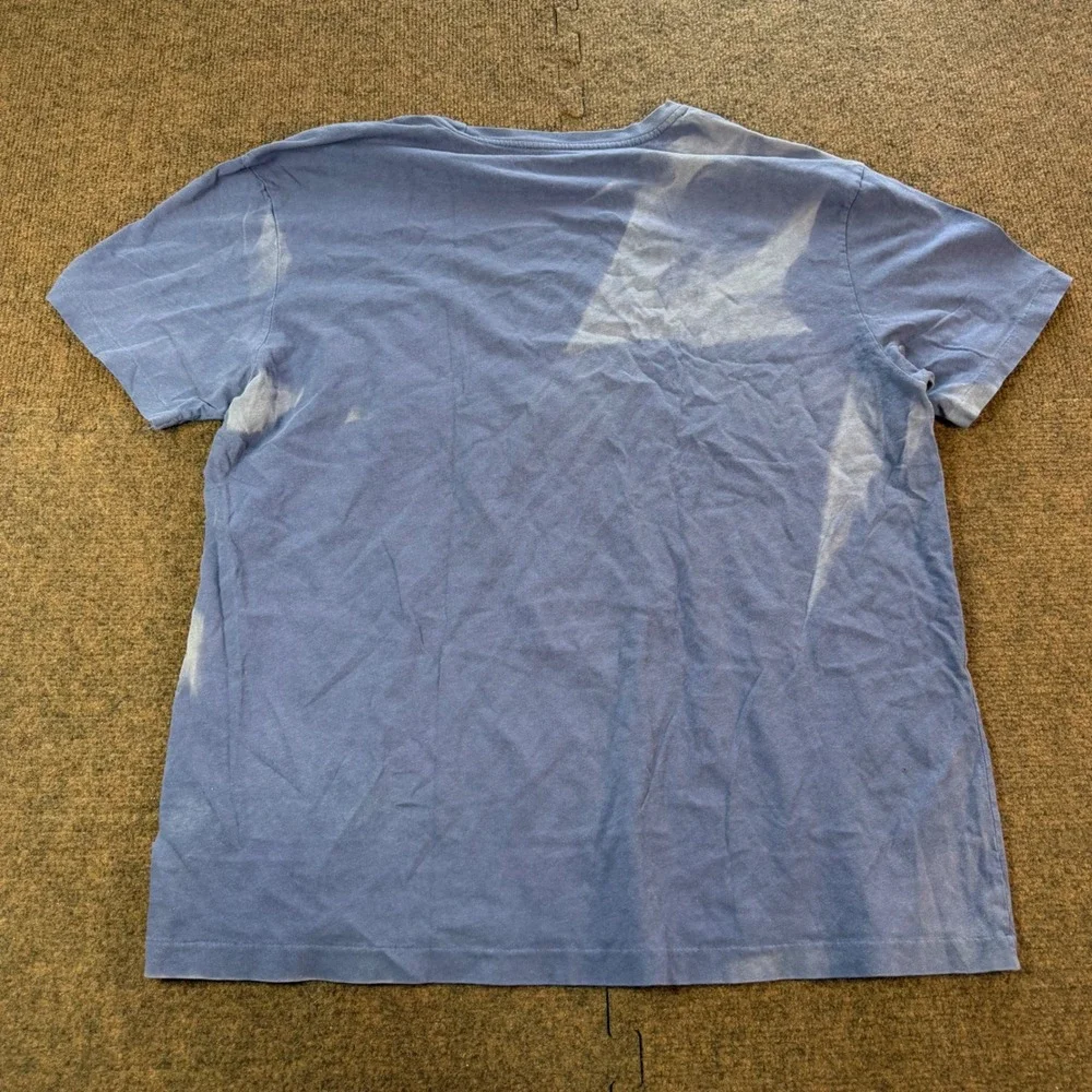 fade Polo Ralph Lauren Mens Blue Sun Faded Pocket T-Shirt Orange Pony Logo Large